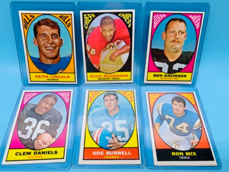 Photo 1 of 6 vintage 1967 pro football quiz cards in hard plastic sleeves 