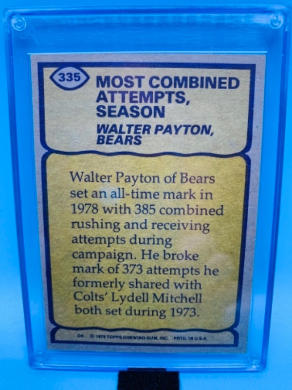 Photo 2 of 1978 Record breaker Walter Payton card 335 in hard plastic case