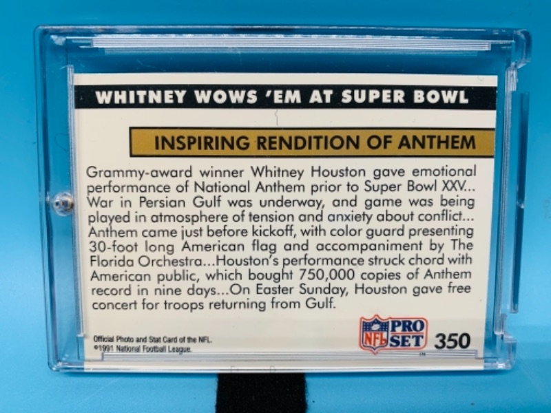 Photo 2 of 1991 Whitney Houston rendition of national anthem card 350 in hard plastic case