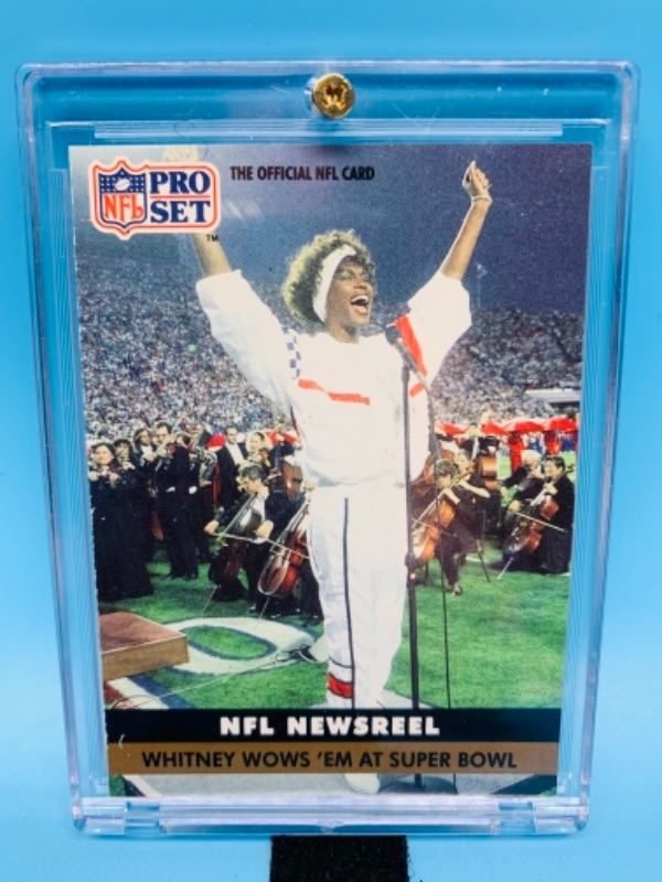 Photo 1 of 1991 Whitney Houston rendition of national anthem card 350 in hard plastic case