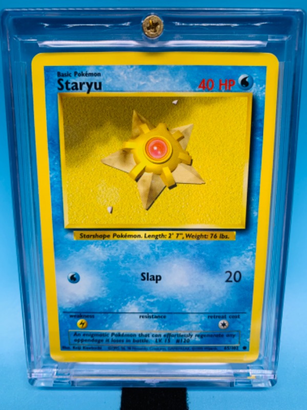 Photo 1 of Pokémon staryu 65/102 slap basic card in hard plastic case 