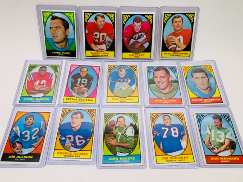 Photo 1 of 14 vintage 1967 Pro football quiz cards in hard plastic sleeves