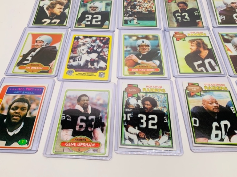 Photo 3 of 26 vintage raiders football trading cards in hard plastic sleeves