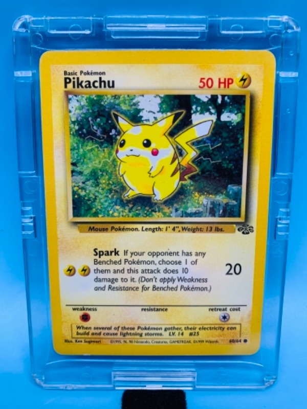 Photo 1 of Pokémon pikachu 60/64 spark basic card in hard plastic case 