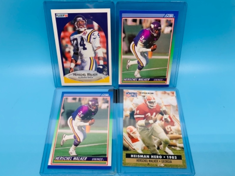 Photo 1 of 4 vintage Herschel walker trading cards in hard plastic sleeves 