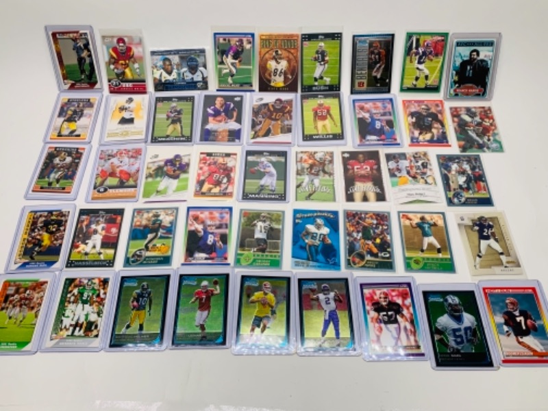 Photo 1 of 45 football trading cards in plastic sleeves 