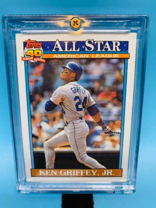 Photo 1 of 766146…1991 topps Ken Griffey Junior all star outfielder card 392 in  hard plastic case