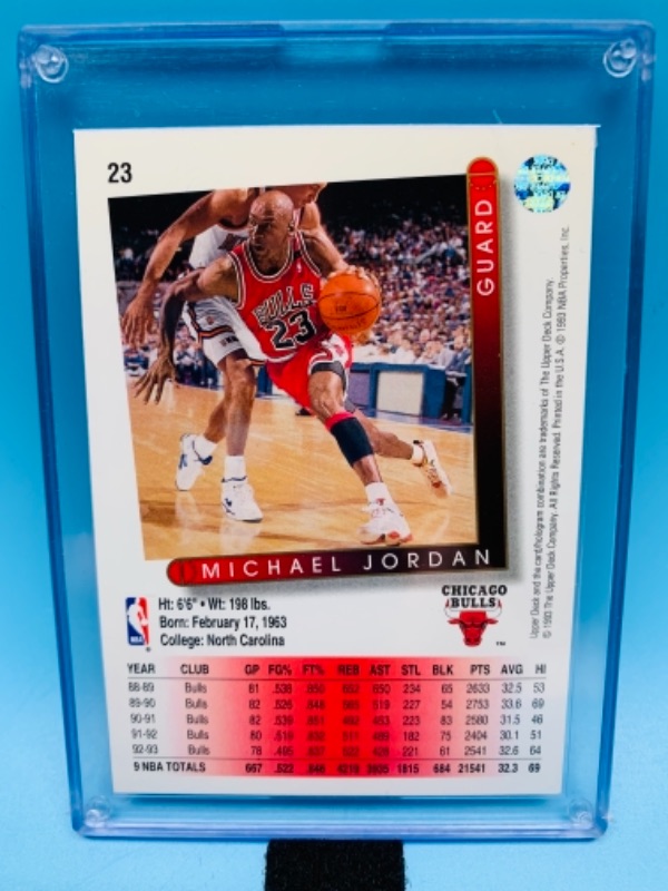 Photo 2 of 1993 upper deck Michael Jordan card 23 in hard plastic case