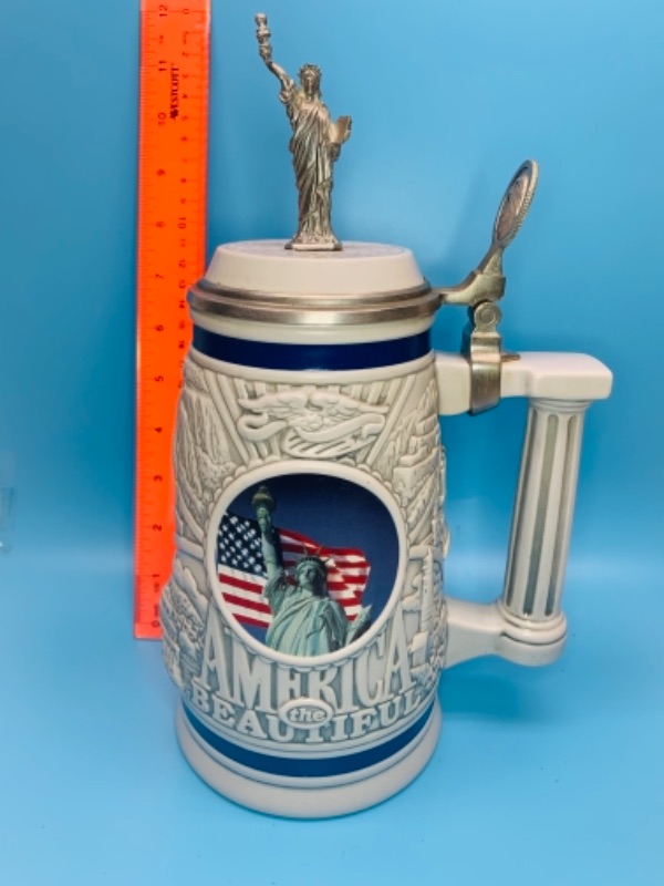 Photo 1 of Lrg 11 inch America the beautiful stein handcrafted in Brazil 