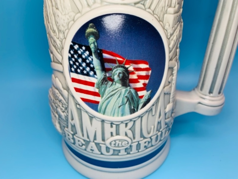 Photo 3 of Lrg 11 inch America the beautiful stein handcrafted in Brazil 