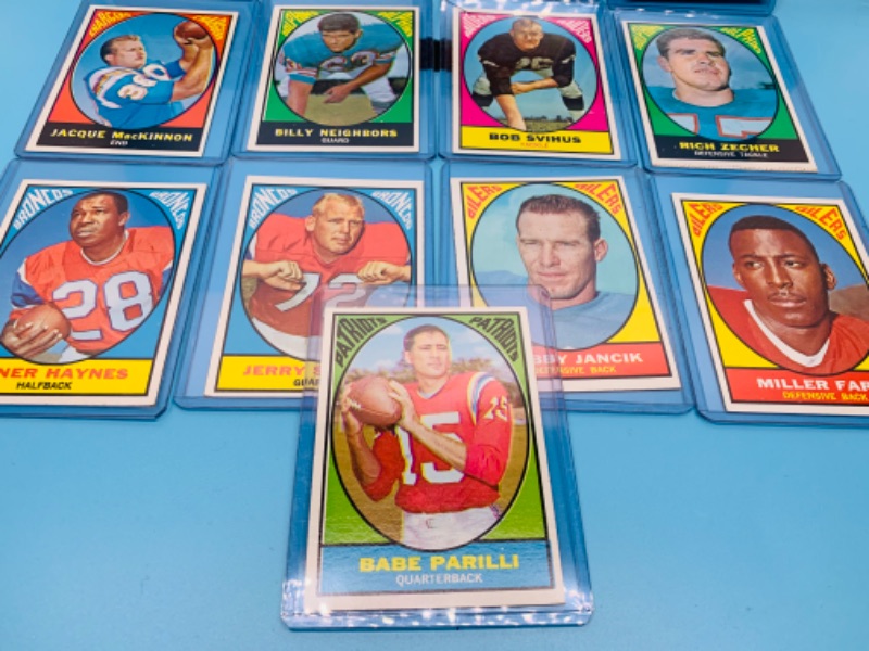 Photo 3 of 14 vintage 1967 Pro football quiz cards in plastic sleeves