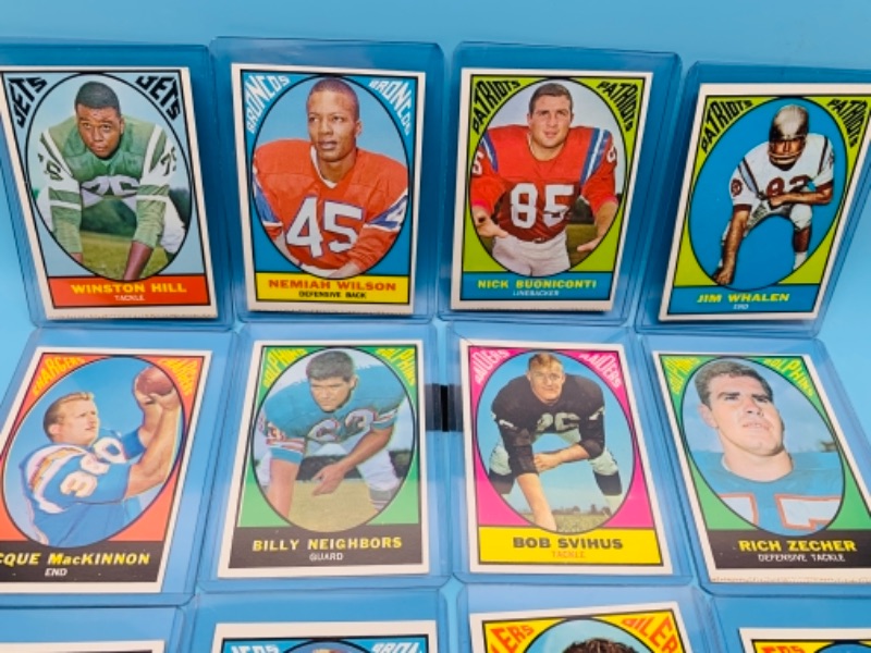 Photo 2 of 14 vintage 1967 Pro football quiz cards in plastic sleeves