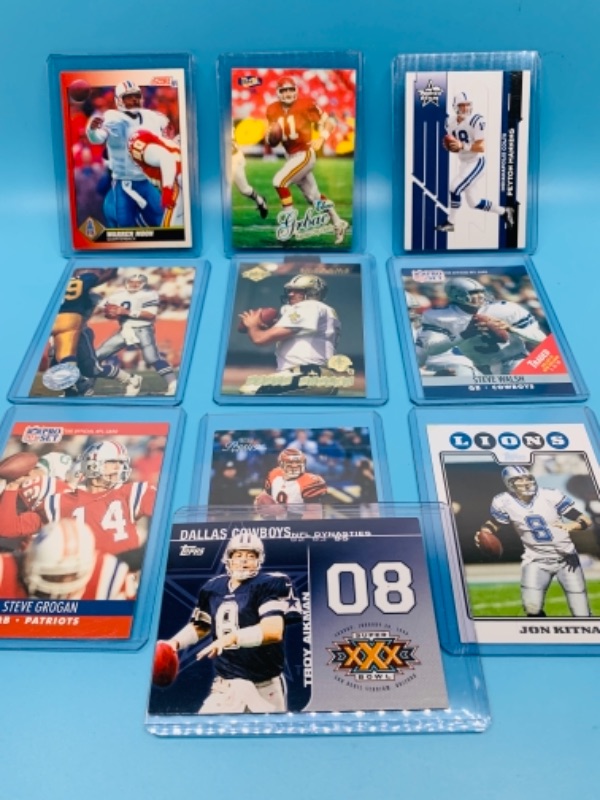 Photo 1 of 10 nfl quarterback trading cards in hard plastic sleeves 