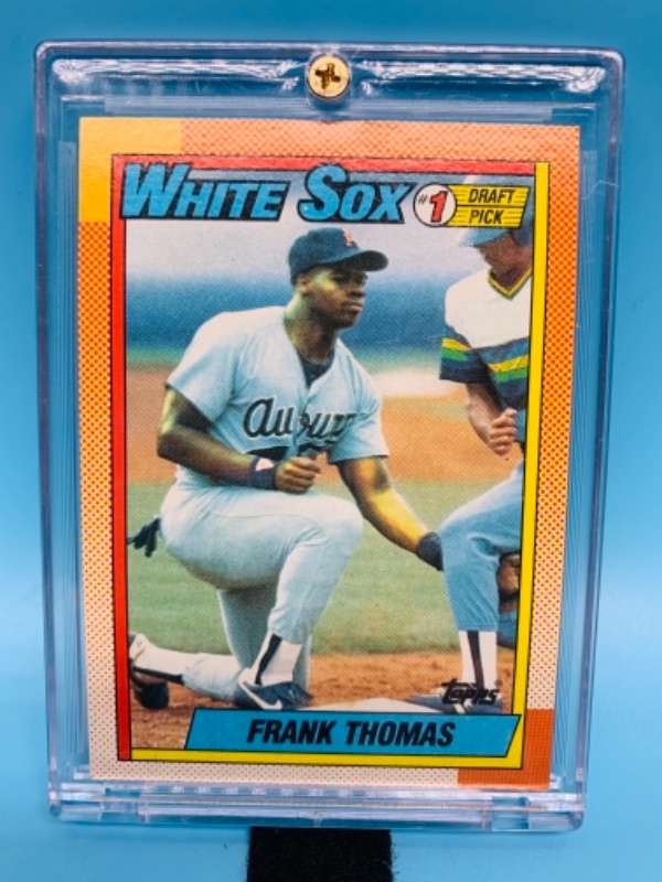 Photo 1 of 1990 topps Frank Thomas card 414 in hard plastic case 