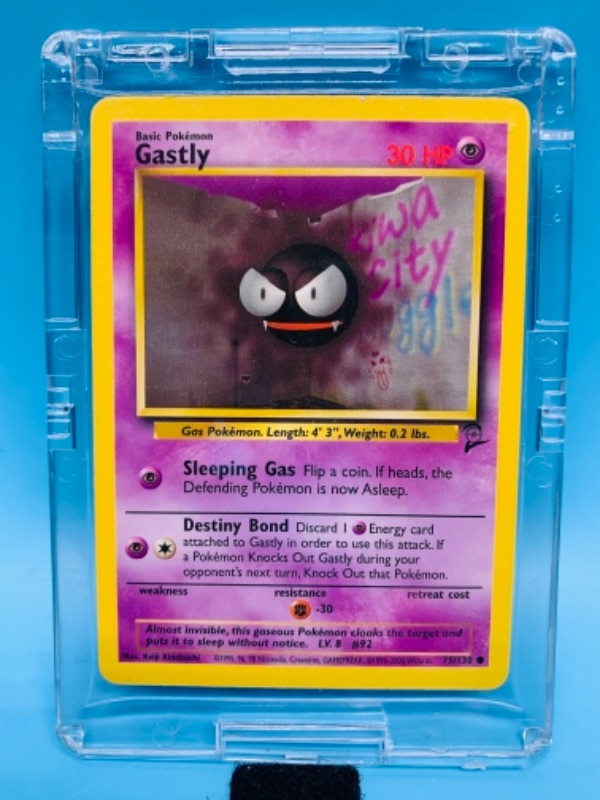 Photo 1 of Pokémon gastly 75/130 card in hard plastic case 