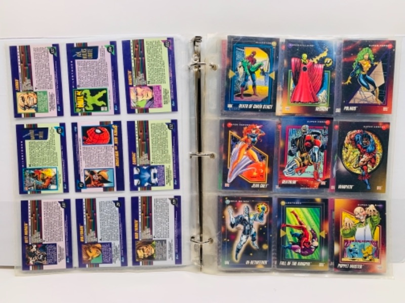 Photo 3 of 90 vintage Marvel superheroes and super villains trading cards in binder