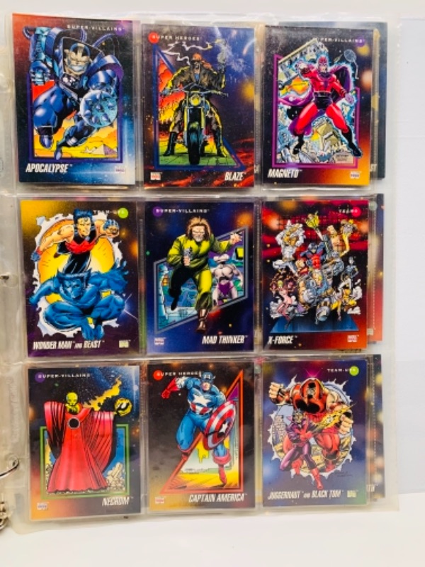 Photo 5 of 90 vintage Marvel superheroes and super villains trading cards in binder