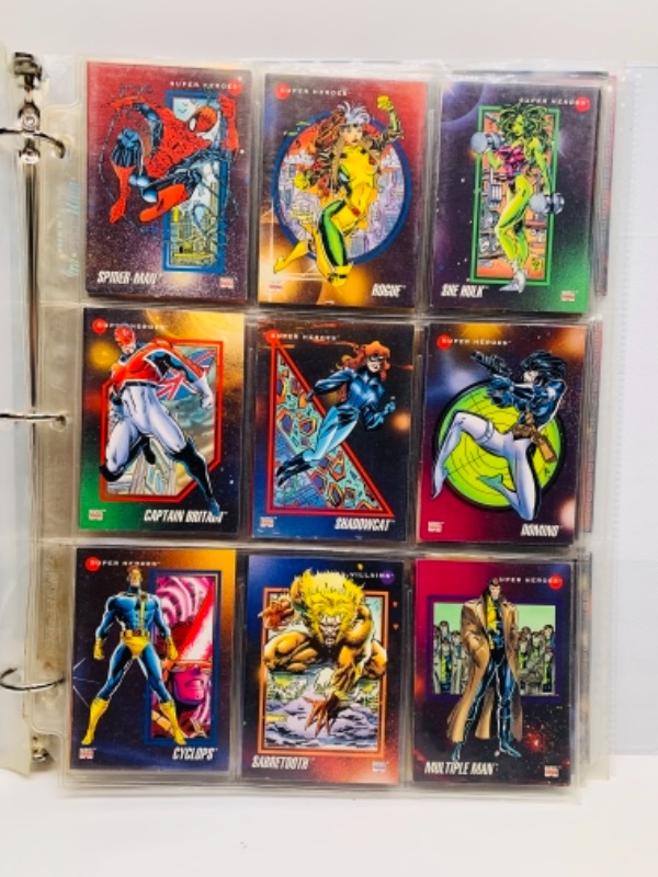 Photo 4 of 90 vintage Marvel superheroes and super villains trading cards in binder