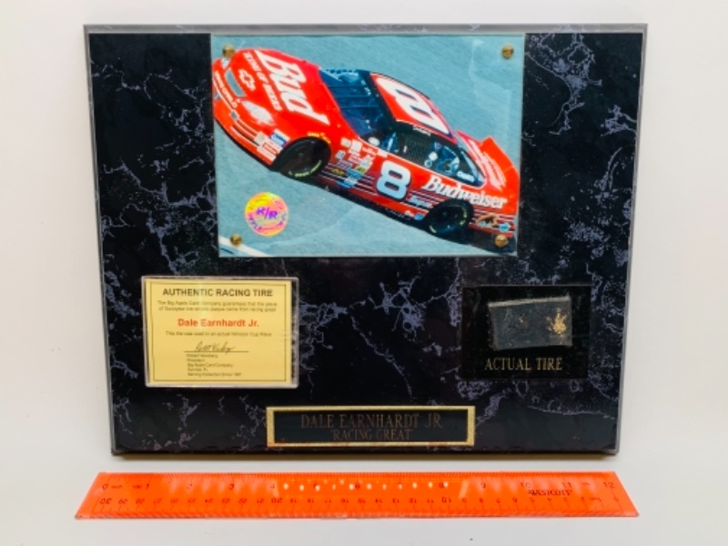 Photo 1 of Authentic Dale Earnhardt Jr. racing tire plaque. Tire used in actual wincing cup race