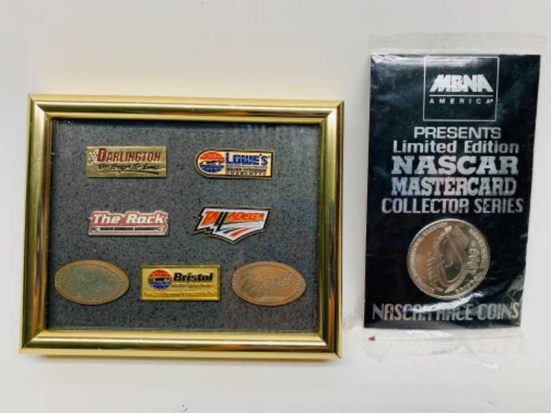 Photo 1 of Collectible nascar pins and race coin in sealed package 