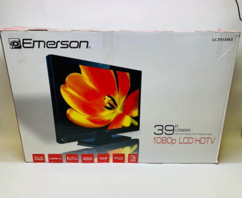 Photo 1 of 766268…Older 39 inch Emerson flatscreen TVs with box and remote - small 1/2 inch scratch on screen 