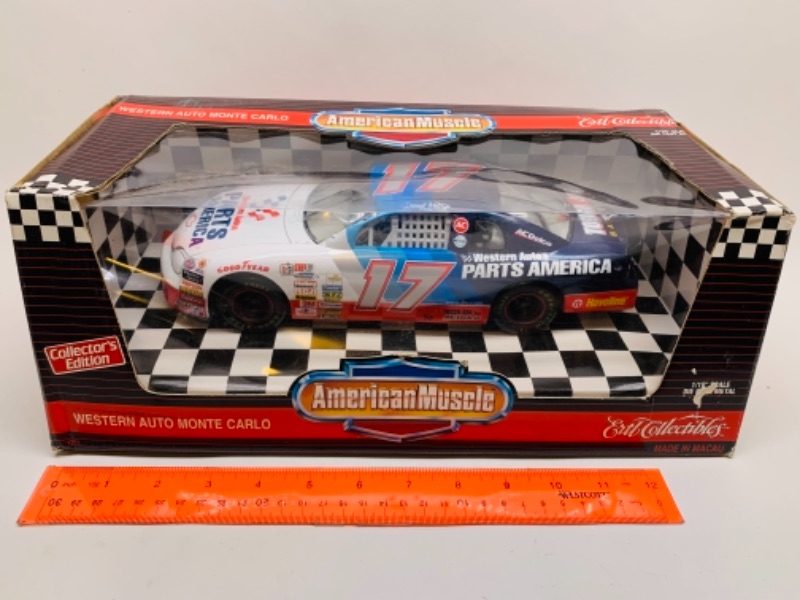 Photo 1 of Ertl American muscle 1/18 scale Monte Carlo die cast stock car in original box -10 inch 