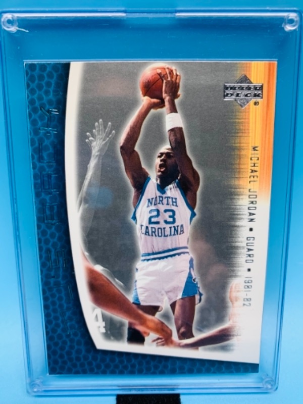 Photo 1 of 2001 upper deck Michael Jordan card MJ40 in hard plastic case