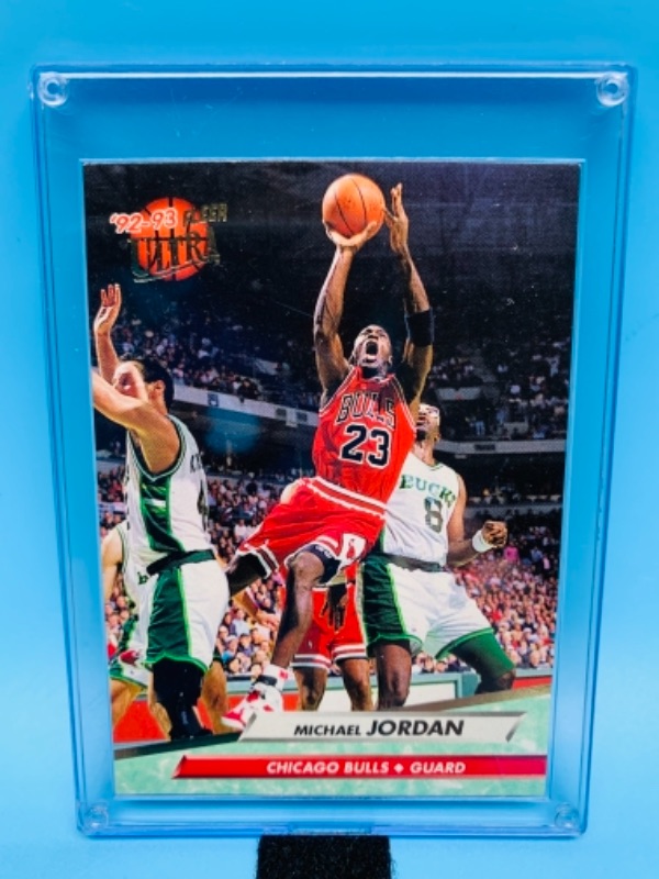 Photo 1 of Fleer ultra Michael Jordan card 27 in  hard plastic case