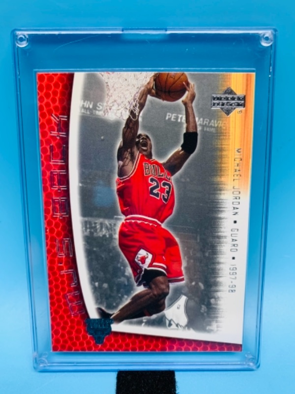 Photo 1 of 766298…2001 upper deck Michael Jordan card MJ73 in hard plastic case
