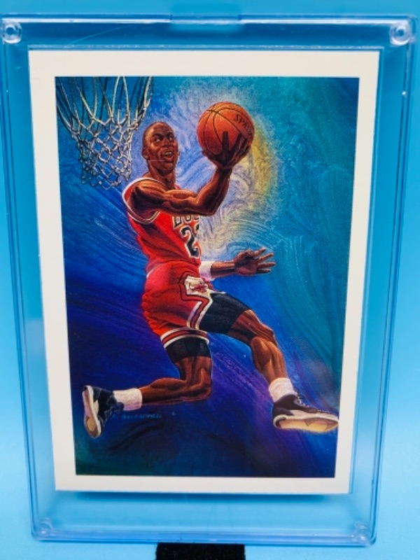 Photo 1 of 1990 nba hoops Michael Jordan card 358 in hard plastic case