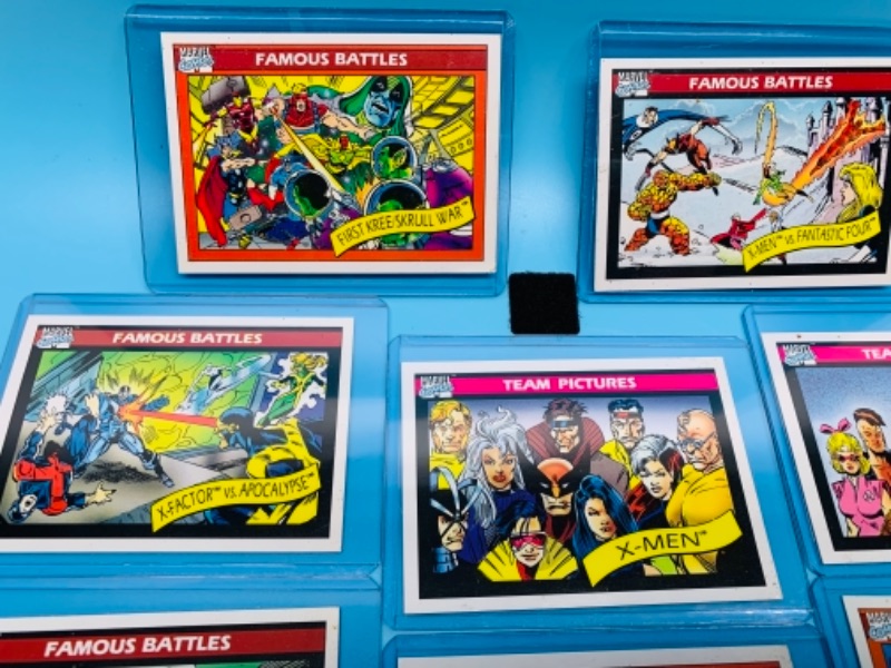 Photo 4 of 1990 Marvel famous battles and team pictures trading cards in plastic sleeves