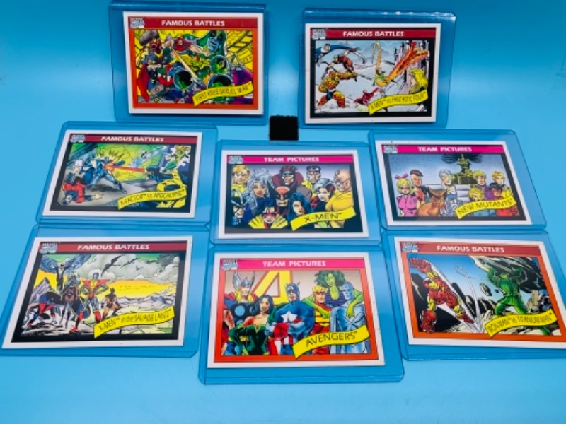 Photo 1 of 1990 Marvel famous battles and team pictures trading cards in plastic sleeves