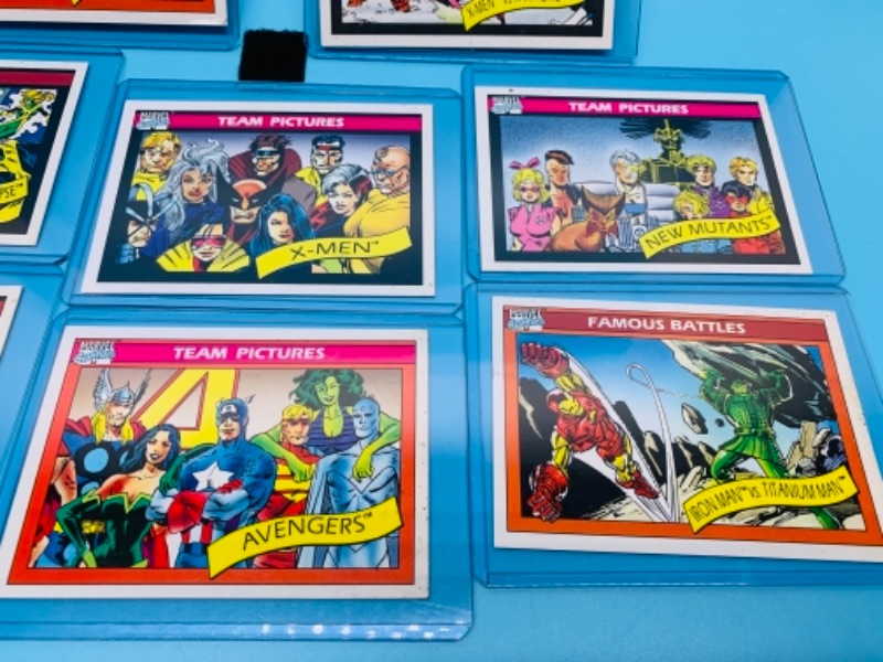 Photo 3 of 1990 Marvel famous battles and team pictures trading cards in plastic sleeves