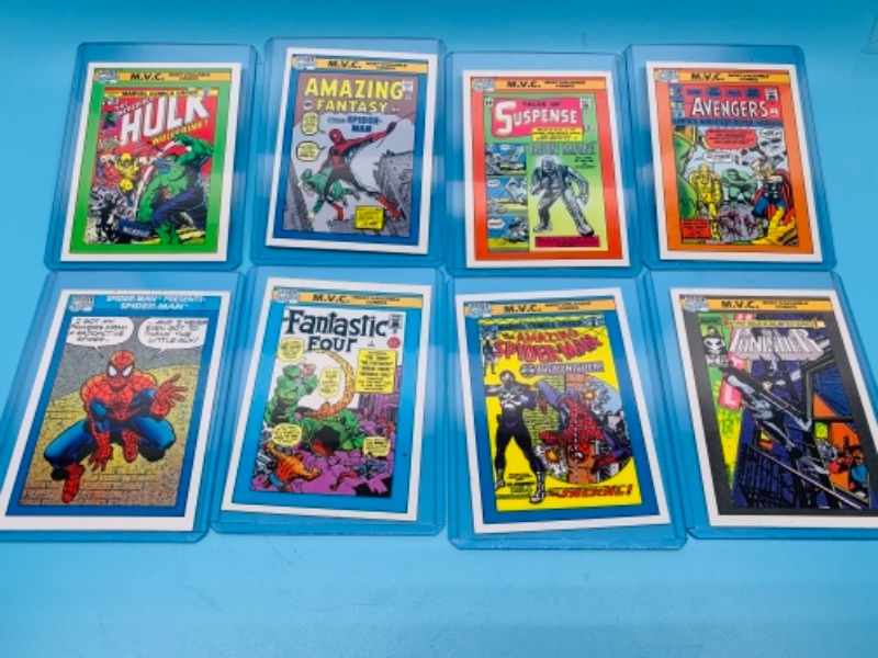 Photo 1 of 1990 Marvel comic covers trading cards in hard plastic sleeves