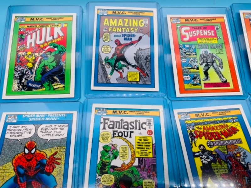Photo 2 of 1990 Marvel comic covers trading cards in hard plastic sleeves