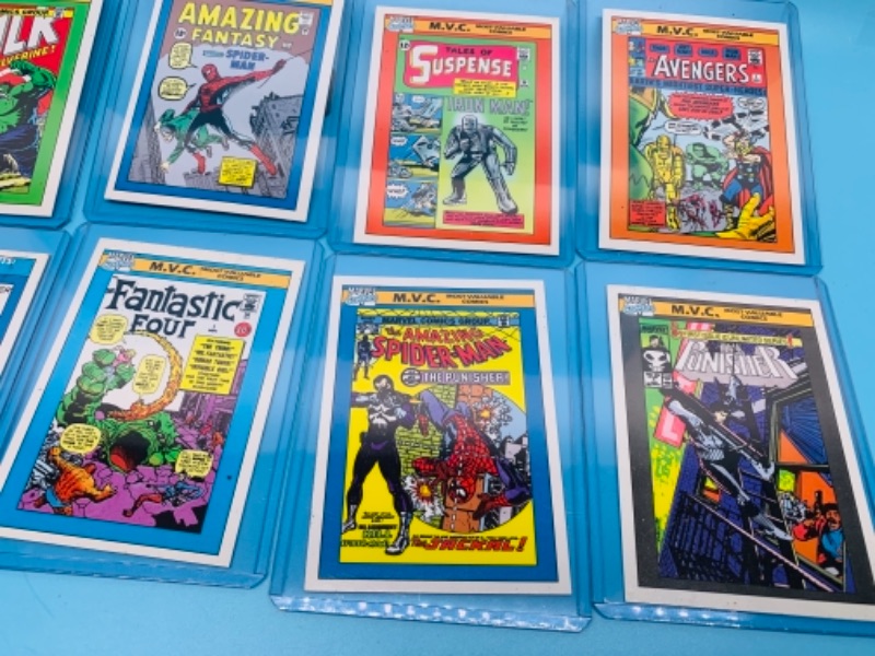 Photo 3 of 1990 Marvel comic covers trading cards in hard plastic sleeves