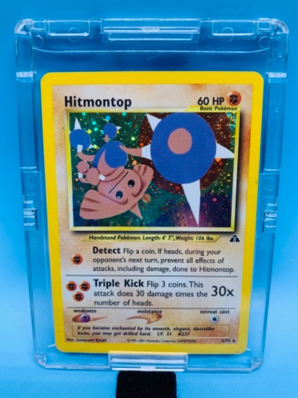 Photo 1 of Pokémon hitmontop reverse holo 3/75 card in hard plastic case 