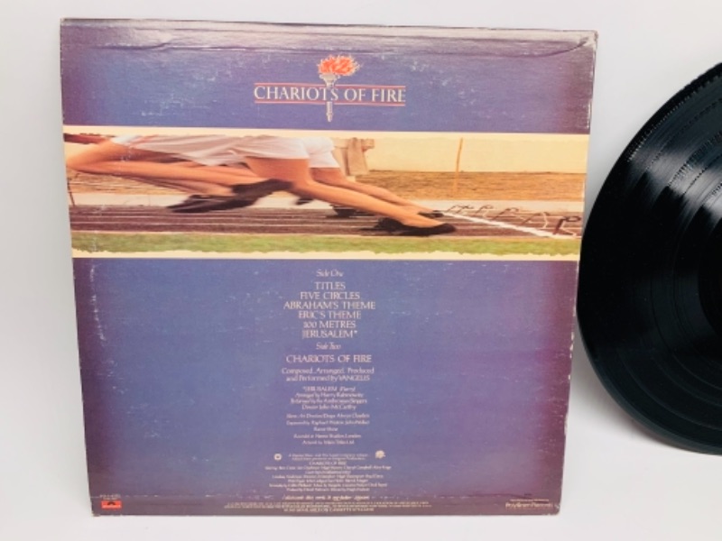 Photo 2 of 1981 chariots of fire soundtrack Vinyl 33 rpm record in plastic sleeve cover and record in great condition for age 