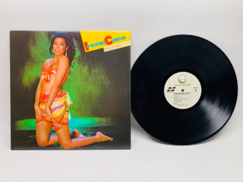 Photo 1 of 1983 Irene Cara what a feelin’ vinyl 33 rpm record in plastic sleeve cover and record in great condition for age 