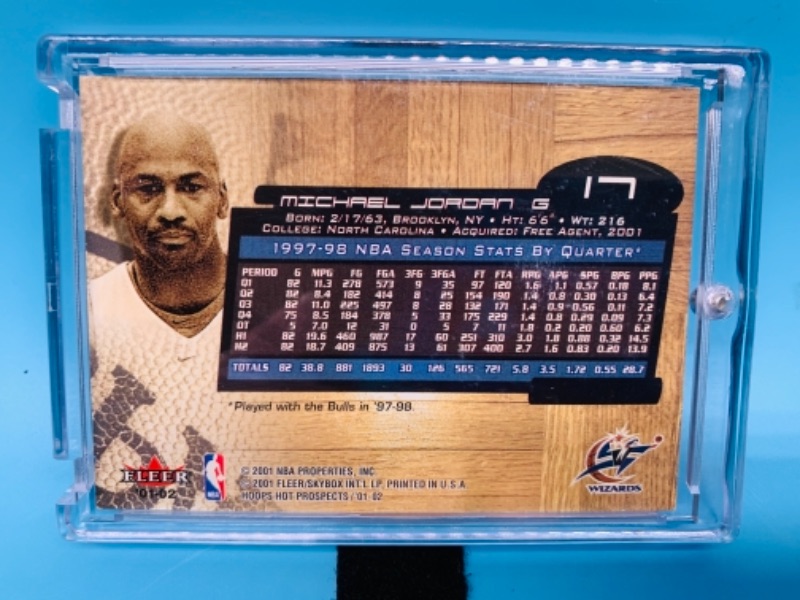 Photo 2 of 2001 nba hoops Michael Jordan wizards card in hard plastic case