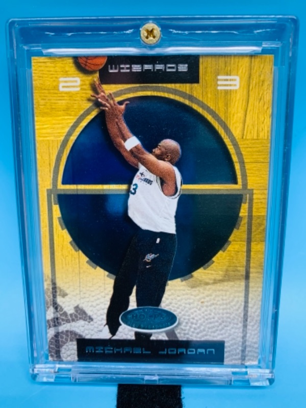 Photo 1 of 2001 nba hoops Michael Jordan wizards card in hard plastic case