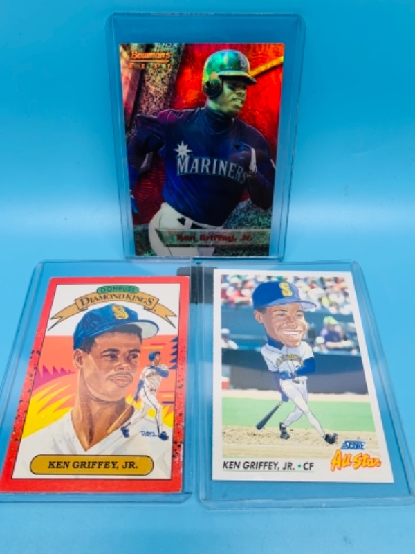 Photo 1 of Ken Griffey jr. Trading cards in hard plastic sleeves 