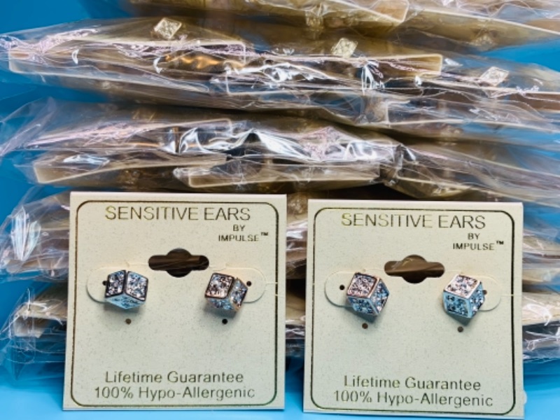 Photo 1 of 766355…60 new pairs of sensitive ears hypoallergenic pierced earrings in packages - all the same 