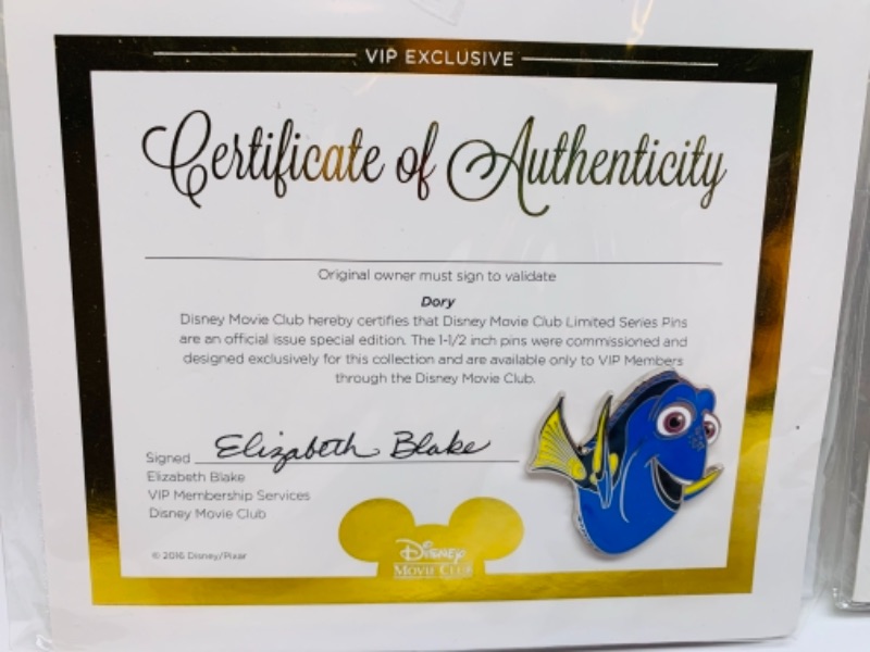Photo 2 of 766374… Disney movie club Dory and Bambi pins with COA in packages