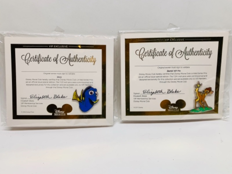 Photo 1 of 766374… Disney movie club Dory and Bambi pins with COA in packages