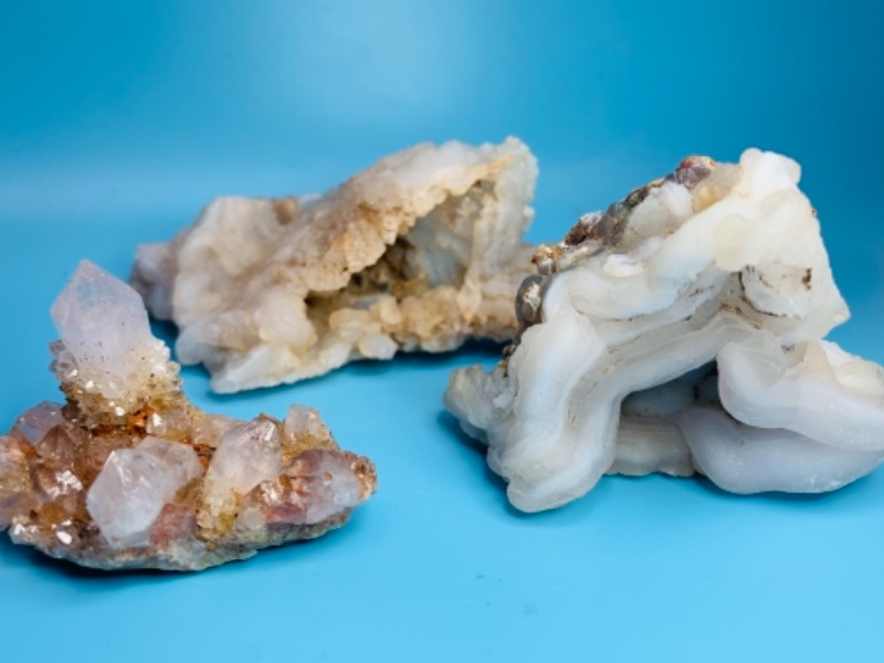 Photo 1 of 402… 3 natural crystal and geode rock formations 