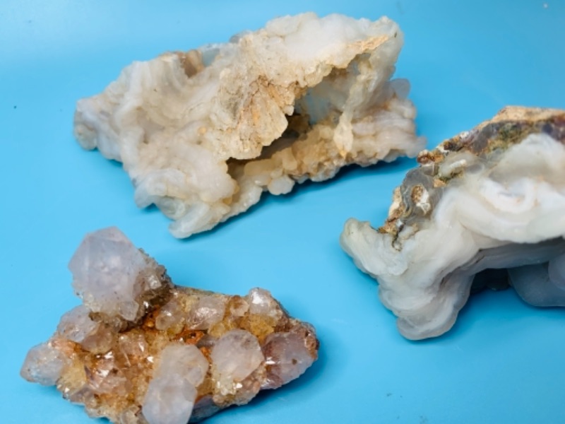 Photo 3 of 402… 3 natural crystal and geode rock formations 