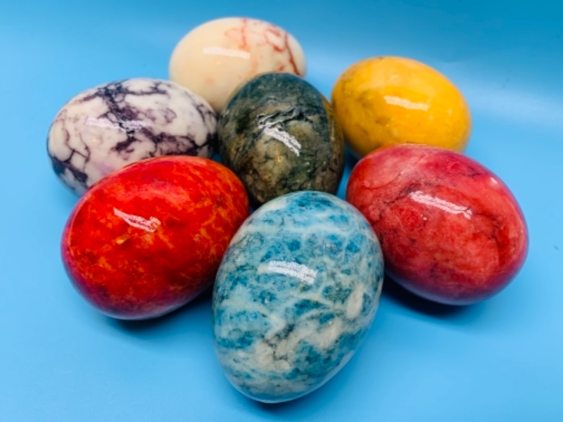 Photo 1 of 405… 7 colorful solid stone eggs 