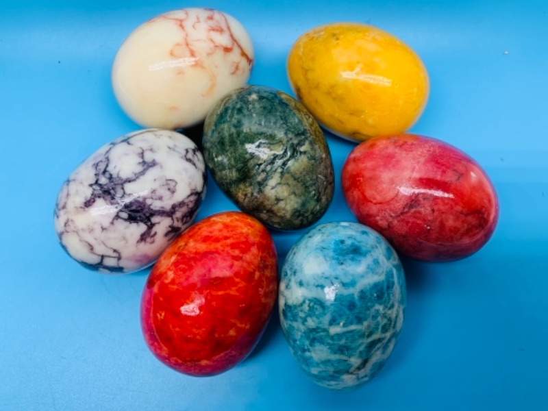 Photo 3 of 405… 7 colorful solid stone eggs 