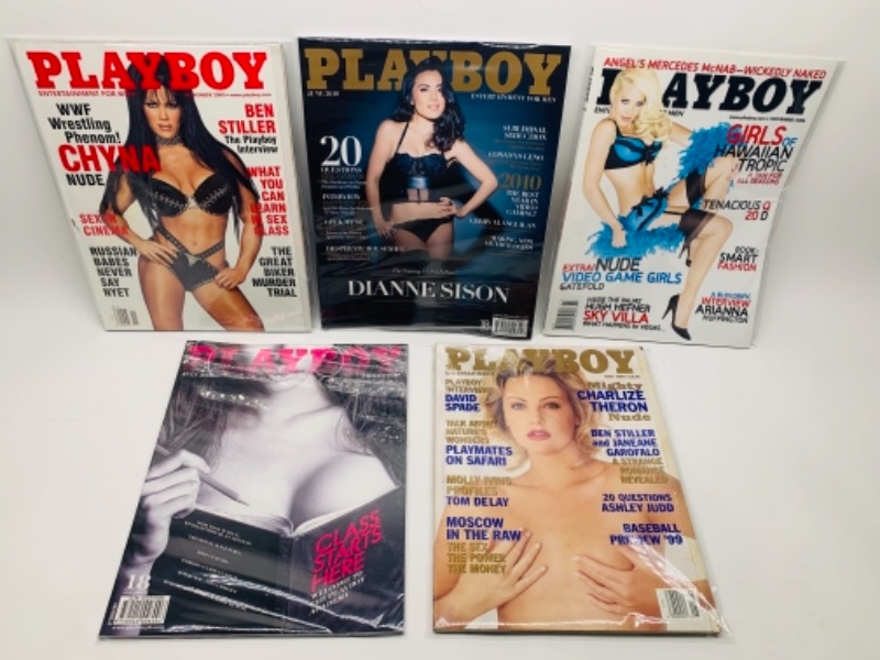 Photo 1 of adults only-5 playboy magazines in plastic sleeves 